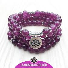 Magnifique Bracelet Mala Lotus Joie Et Amour De 108 Perles En Agate Magenta Agate Amour Bijou Bijoux Brac Meditation Jewelry Stone Bracelet Lotus Bracelet