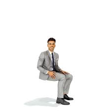 Sitting Business Man In A Grey Suit 3d Model Business Man Cinema 4d R14 Gray Suit