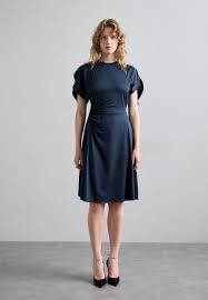 Victoria Beckham CREW NECK DRESS - Robe en jersey - midnight/bleu marine -  ZALANDO.FR