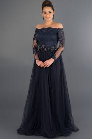 Lacivert Dantelli Uzun Kollu Abiye Abu019 Aksam Elbiseleri Aksamustu Giysileri The Dress