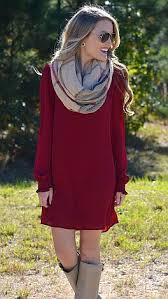 Love This Crimson Dress And Scarf Fashion Style Cute Outfits