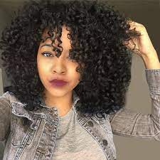 Medium See Through Fringe Fluffy Afro Curly Synthetic Wig Wig Hairstyles Front Lace Wigs Human Hair Curly Human Hair Wig