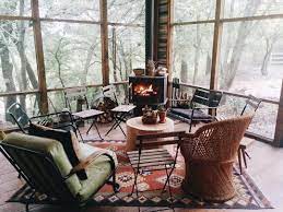 As you can see, it looks ultra sleek outside, but looking out from inside the porch is even better. Grace Upon Grace Home Wood Stove Bohemian House
