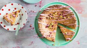 A gluten free lemon cake with 6 ingredients. Gluten Free Lemon And Pistachio Cake With Rosewater Icing Recipe Gluten Free Cake Recipes Dairy Free Cake Recipes Sbs Food