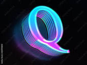 Beautiful colored glass letter Q glowing in the dark Stock ...