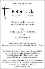 Traueranzeigen von Peter Tack