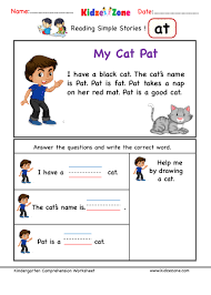 Read the sentences and choose the sentence that matches the picture. Kindergarten Worksheets At Word Family Reading Comprehension 2