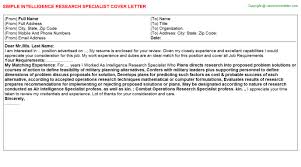 Here are some of the best cover letter examples, including one submitted to us at hubspot. Intelligence Research Specialist Cover Letter