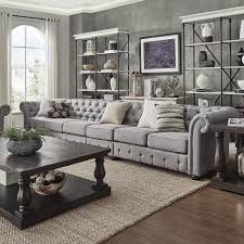 Knightsbridge Grey Extra Long Tufted Chesterfield Modular Sofa By Inspire Q Artisan 6 Seat Sofa Ligh Grey Sofa Living Room Living Room Grey Gray Sofa Living