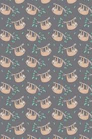 Colorful Fabrics Digitally Printed By Spoonflower Sloth Sloths On Tree Branch With Leaves On Grey Cute Patterns Wallpaper Cute Wallpaper Backgrounds Sloth