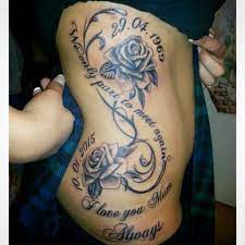 Grey ink rip mom tattoo on man chest. Choosing The Appropriate Angel Wings Tattoo Design Tattoos For Women Angle Tattoo Mom Tattoos Angel Tattoo Designs