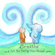 Today's Doodle ❤️ Image description for today's doodle: Ooty (the pale blue elephant) and Zed (little monk with the orange robe) are facing each other and their eyes closed. They are both