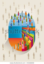 Color Volume Chart People Climbing Stairs Stock Vector