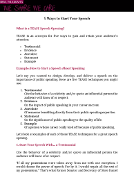 5 Ways To Start Your Speech | Pdf