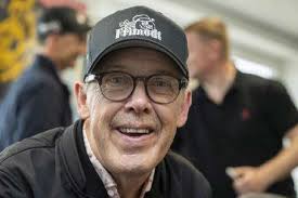 The three speedway world champions, Ole Olsen, Hans Nielsen and Erik  Gundersen, are gathered in