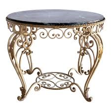 Italian Painted Wrought Iron Side Table W Marble Top Side Table Metal Furniture Metal Table