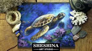 Space exploration video art course How To Draw A Sea Turtle With Soft Pastels Sea Animals Youtube