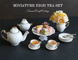 Miniature Food Miniature Tea Set Dollhouse Food Miniature Cakes Pastry Bakery Patisserie Barbie Blythe Dolls Fake Food Porcelain Tea Set Miniature Tea Set Miniature Food Porcelain Tea Set