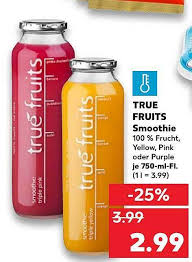 Die fruchtigen getränke der deutschen marke versprechen echten fruchtgenuss, weil sie zu 100% aus obst oder gemüse bestehen. True Fruits Smoothie 750ml Angebot Bei Kaufland