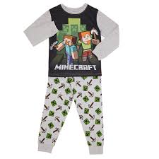 Dunnes Stores Grey Marl Boys Minecraft Pyjamas