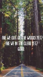 If you are out of the woods, you have emerged safely from a dangerous situation, though the idiom is often used in the negative. 22 1989 Album Inspiration Ideas Taylor Swift Taylor Swift Lyrics Taylor Swift Quotes