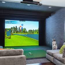 Theater Room With Golf Simulator Design Ideas Pictures Remodel And Decor Golf Simulator Room Home Golf Simulator Golf Room