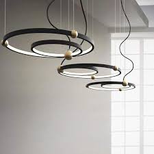 Led Circle Pendant Light Fixture Black 2 Rings Mdd172 Pendant Light Fixtures Circle Pendant Light Black Light Fixture