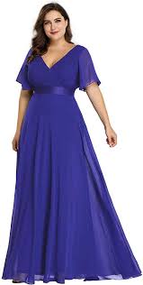 Amazon Com Ever Pretty Women S V Neck Chiffon Bridesmaid Dress Plus Size Royal B In 2020 Bridesmaid Dresses Plus Size Maxi Dress Party Bridesmaid Dresses Long Chiffon
