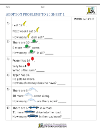Practice word problems using addition. 1st Grade Addition Word Problems