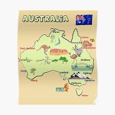 Color an editable map and download it for free to use in your project. Australia Flag Map Posters Redbubble