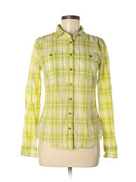 details about jcpenney women green long sleeve button down shirt m