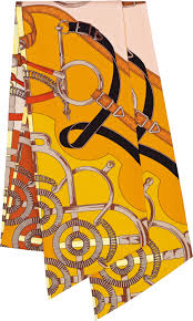 La Maison Des Carres Hermes Eperon D Or Remix Baroque Pattern Silk Accessories Twilly
