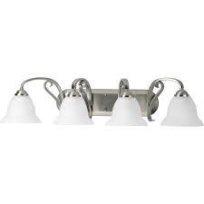 Progress Lighting Torino 4 Light Brushed Nickel Bathroom Vanity Light With Glass Shades P2884 09 The Home Depot Progress Lighting Glass Shades Lighting