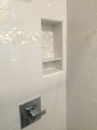 White Square Groutless Pearl Shell Tile Cottage Style Bathrooms Modern White Bathroom Bathroom Design
