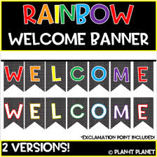 Black And White Welcome Banner Png Welcome Banner Black And White Rainbow 2 Versions Welcome Banner School Signs Banner