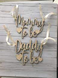 When your baby grows you can purchase a chair for your bath. Mommy Daddy To Be Mom Dad Baby Shower Chair Seat Sign Wood Etsy