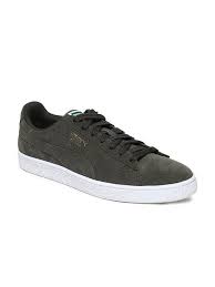 Puma Men Olive Green Suede Classic Sneakers Classic Sneakers Green Suede Latest Mens Wear