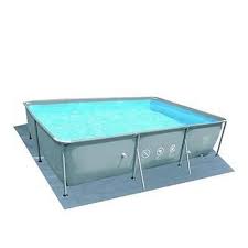 Pool Central 19 5 Ft Rectangular Steel Frame Swimming Pool Ground Cloth Gray In 2020 Swimming Pools Swimming Pool Stores Steel Frame