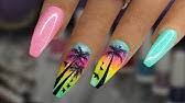 Paisaje dibujos animados uñas decoradas. Diseno Paisaje En Una Atardecer Una De Playa Youtube