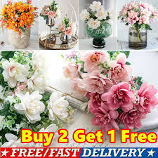 Delivery anywhere in the uk. Realistic Artificial Silk Flowers Fake Bouquet Wedding Table Home Party Decor Uk Ebay