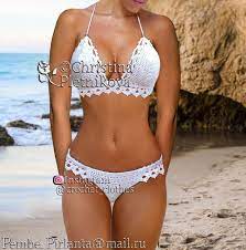 Bikini Crochet White Honeymoon Swimsuit Island Sea Wedding Bathing Suit Swimwear Top And Bottom White Honeymoon Swimsuit Honeymoon Swimsuit Crochet Bathing Suits