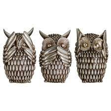 The Beautiful Decorative Set Of Three Owls Each With Their Own Expression See No Evil Hear No Evil And Bird Wall Decor Tree Wall Decor Deer Head Wall Decor