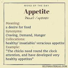 Some people even believe that it can cause acne and other skin condi. Appetite Word Of The Day For Ielts
