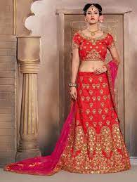 dominate the fashion scene with this red silk a line opulently embroidered golden colour unstitched lehenga ch silk lehenga lehenga choli bridal lehenga online