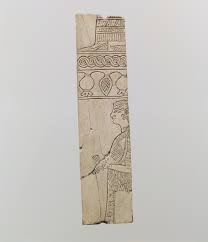 Mesopotamia, nimrud (ancient kalhu) alabaster (gypsum); Incised Furniture Plaque With Two Figures In Two Registers Assyrian Neo Assyrian The Metropolitan Museum Of Art