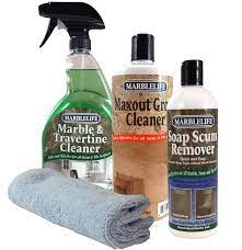 Cleansers that are too acidic can actually damage marble tile, which means you shouldn't use products with lemon, vinegar, or bleach on it. Bathroom Cleaning Kit For Marble By Marblelifemarblelife Products