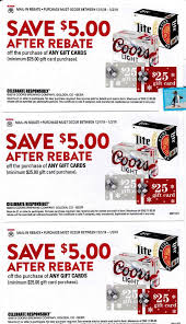 Nbpr Beer Rebate Miller Coors 3 Save 5 On Gift Cards Valid 12 1 1 2 Nc Only Miller Coors Gift Card Coors