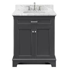 Scott Living Roveland Dark Gray Single Sink Vanity With Natural Cararra Marble Natural Mar Grey Bathroom Vanity Bathroom Sink Vanity Small Bathroom Sink Vanity
