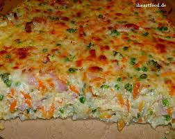 Uberbackener Reisauflauf Mit Schinken Gemuse Reisauflauf Reisauflauf Rezept Lebensmittel Essen