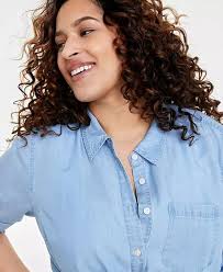 Plus Size Chambray Shirt, Created for Macy's
